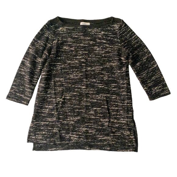 Liz Claiborne Weekend Black Speckled Knit Pullover Tunic Sweater Womens Medium - Picture 2 of 10